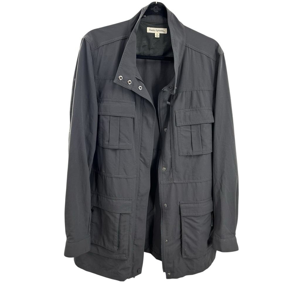 Basic Options XL Gray Outdoor Jacket Hiking Fishing Hunting Zip Pockets Menswear